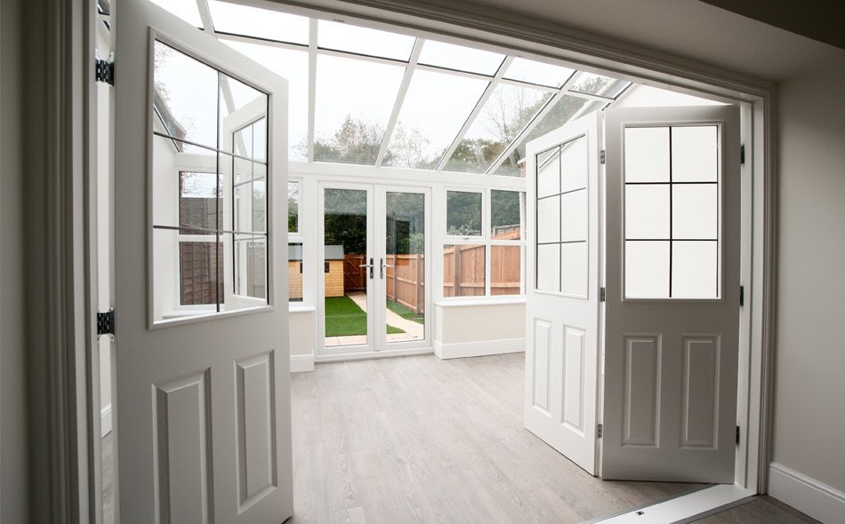 Inside a tiled roof conservatory
