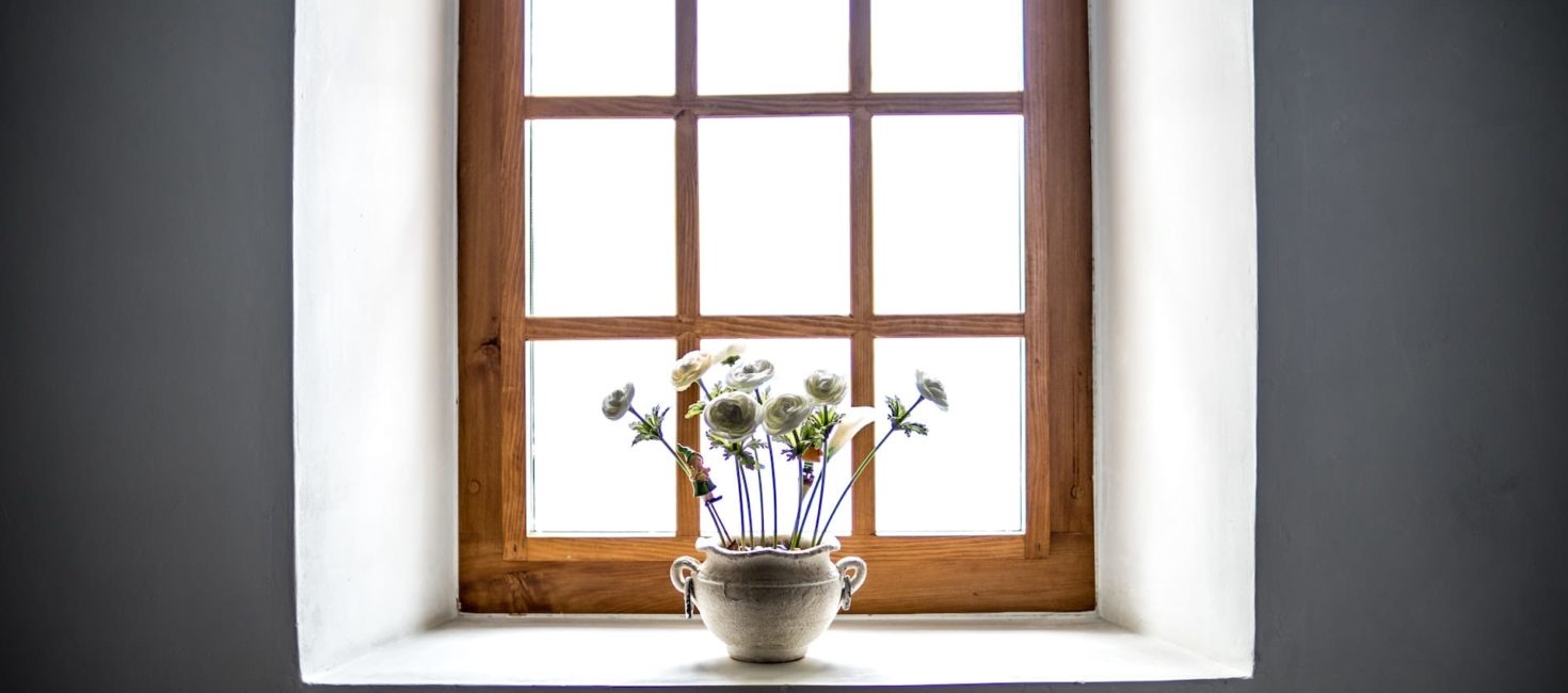 Window with flower and vase